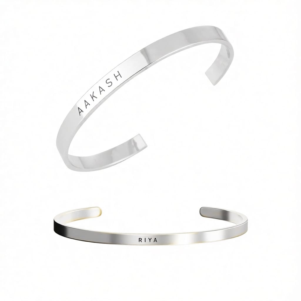 Personalised Silver Couple Bracelets