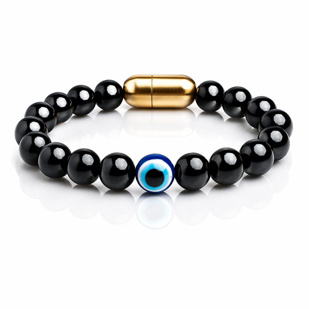 BLACK ONYX EVIL EYE BRACELET (PERSONALISED)