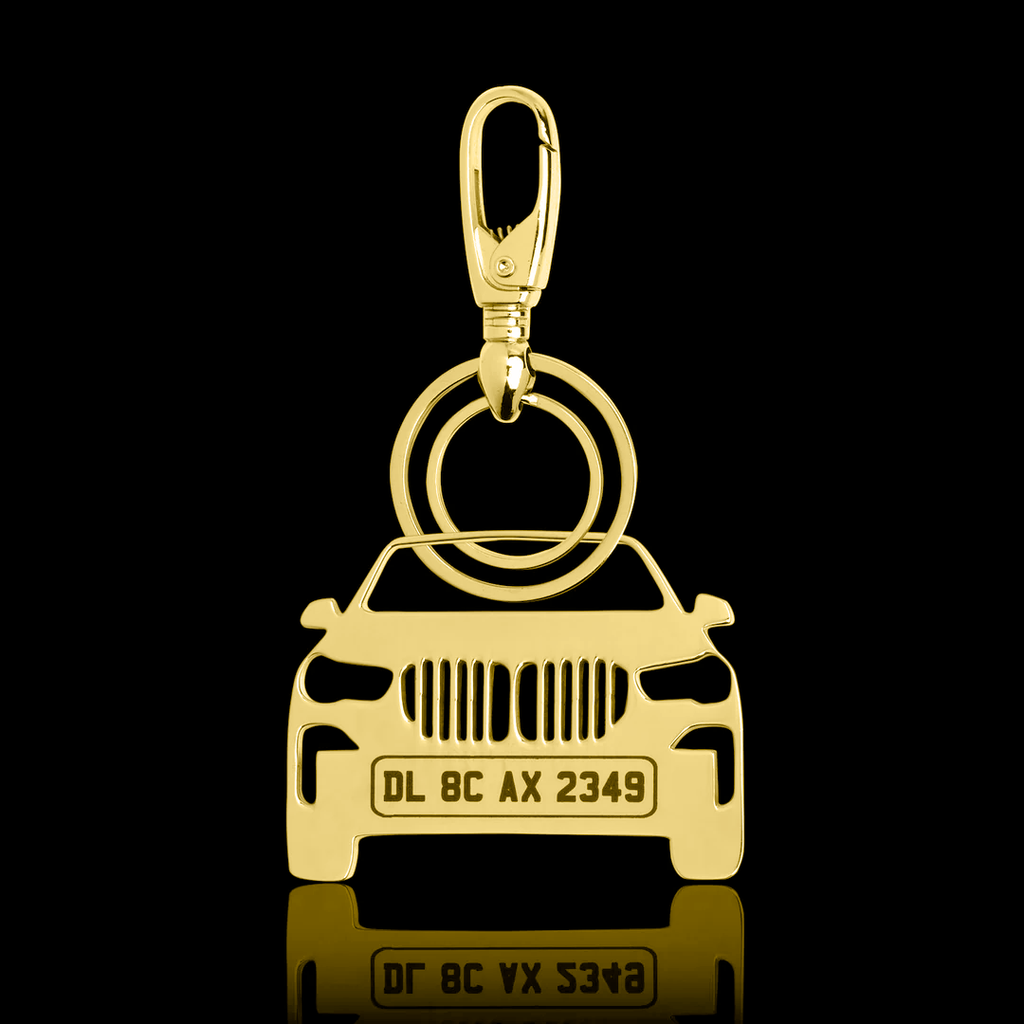 Personalised Gold Plated Car Keychain