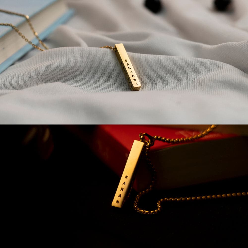 Personalised Cuboid Couple Pendants