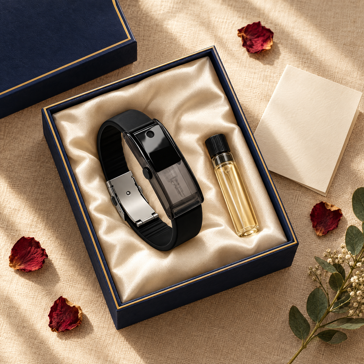 Perfume bracelet in a navy gift box