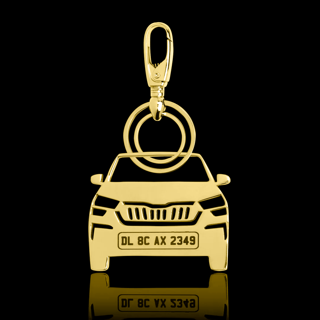 Personalised Gold Plated Car Keychain