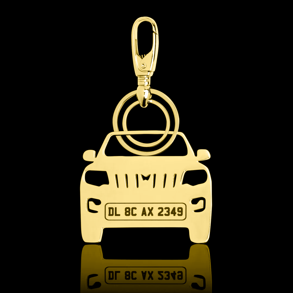 Personalised Gold Plated Car Keychain