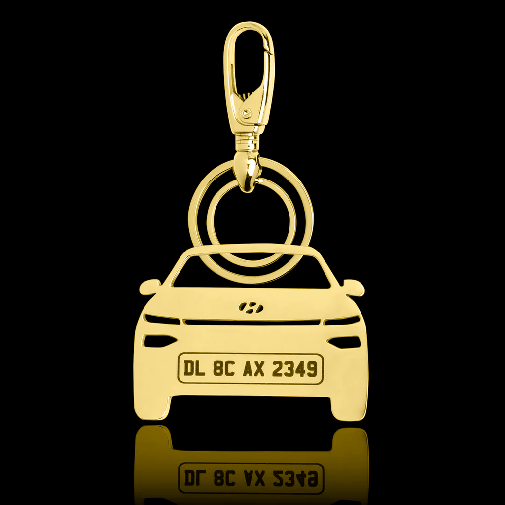 Personalised Gold Plated Car Keychain